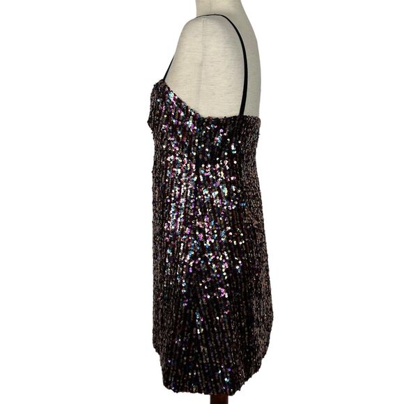 Zara Dress Women Size Medium Rainbow Sequin Mini Tank Party Glitter Disco - Picture 3 of 16